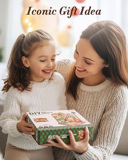 Rolife DIY Miniature House Kit Model Kits For Adults To Build Home Desk Bookshelf Decoration Christmas Fireplace Mini House Building Craft Kits For Adults Gift Idea For Christmas DS041